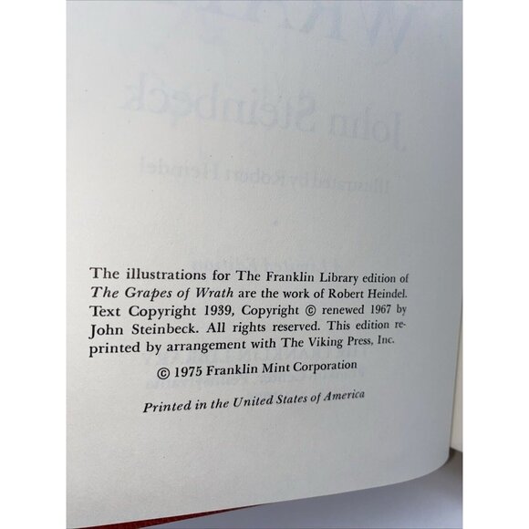 The Grapes Of Wrath By John Steinbeck The Franklin Library Limited Edition Book - Picture 14 of 16